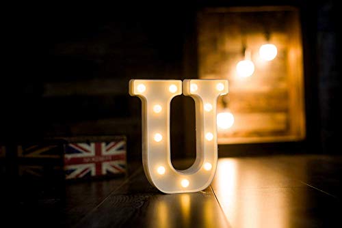 Battery Powered LED Marquee Letter Lights, (Warm White, U Shape)…