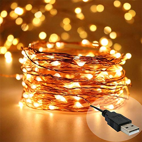 Copper String Led Light 10M 100 LED USB Operated Wire Decorative Fairy Lights - Warm White,Corded electric