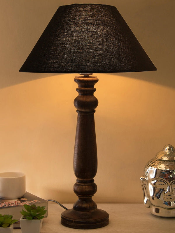 Dark Brown Base Wooden Lamp