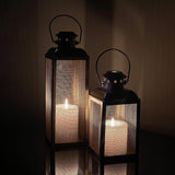 Black Metal Net Lantern Candle Tealight Holder for Home Decor Items Pack of 2
