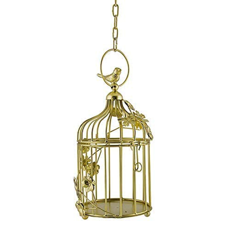 Metal Gold Bird Cage Candle Tealight Holder (Pack of 2)