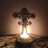 Aluminium Jesus Cross Shadow Tealight Candle Holders (Pack of 2)