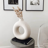White Donut Ceramic Vase