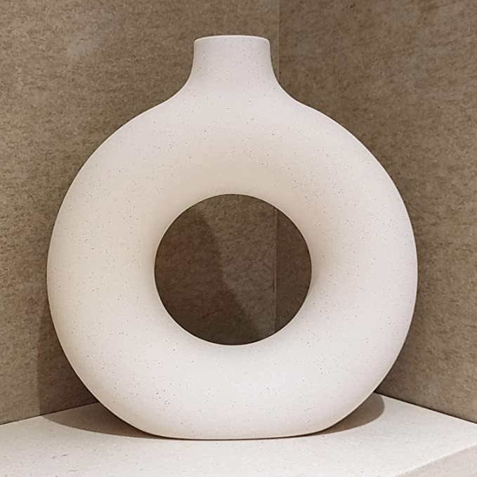 White Donut Ceramic Vase